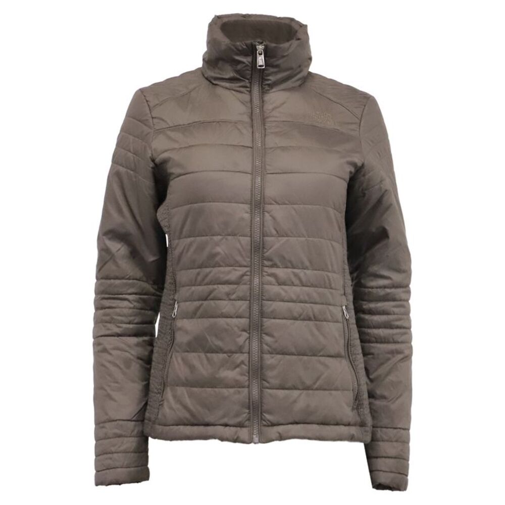 The North Face Zipped Panelled Quilted Down Jacket in Brown Nylon